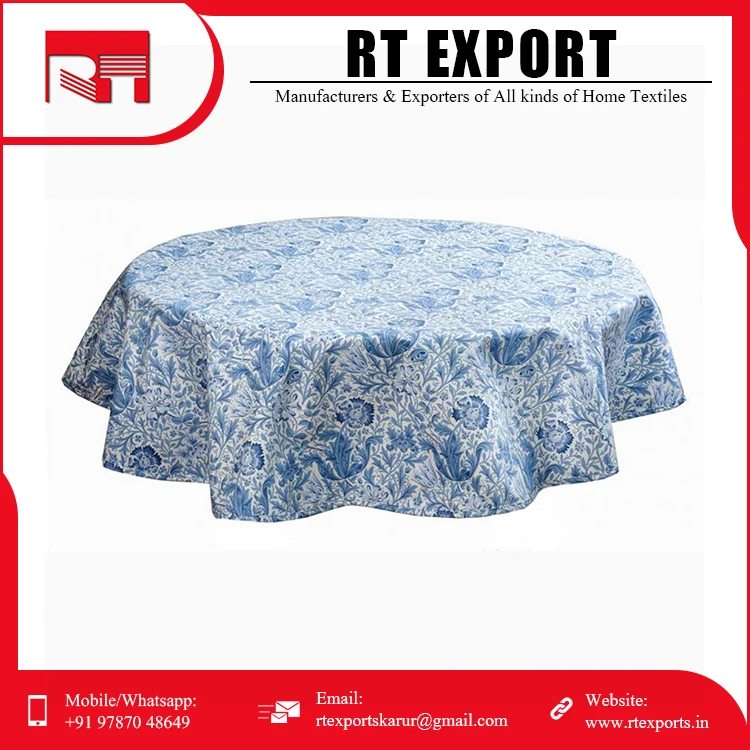 Exporter Quality Custom Floral Design 100% Pure Cotton Wedding Party Table Cloths Indian Manufacture