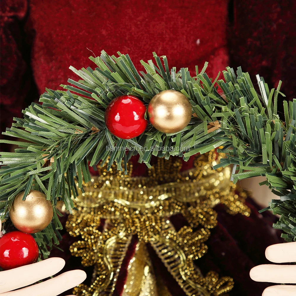 60cm Christmas garland Angel with White feathers Ornament Tree Top Figurines Collection Doll Xmas Traditional holiday Decoration