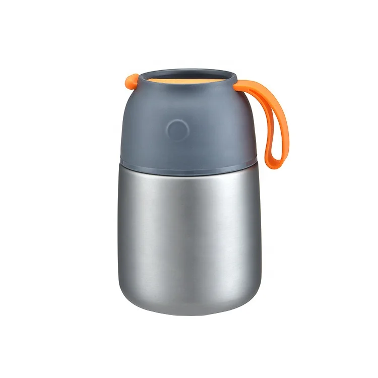 custom metal stainless steel vacuum insulated thermos food jar container with folding spoon keep warm with lid for kids