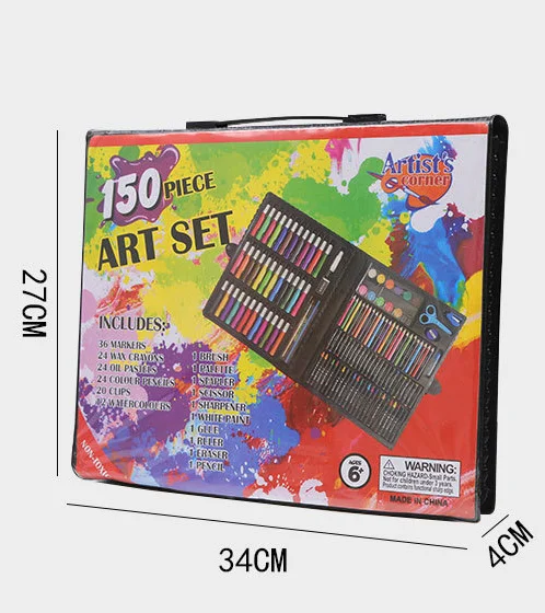 2023  hot sell 150pcs Painting Pencil Set Water Colored Marker Pen Crayon Oil Pastel Sketching Paint Brush Children Kids Drawing