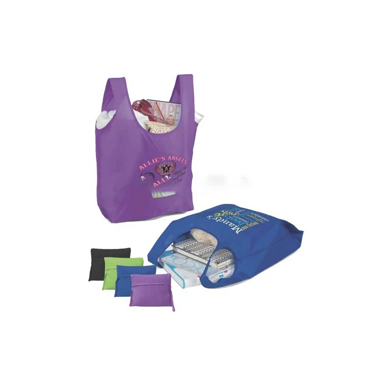 Polyester Material Reusable Eco Foldaway Shopper Foldable Reusable Grocery Shopping Tote Fashion Bag