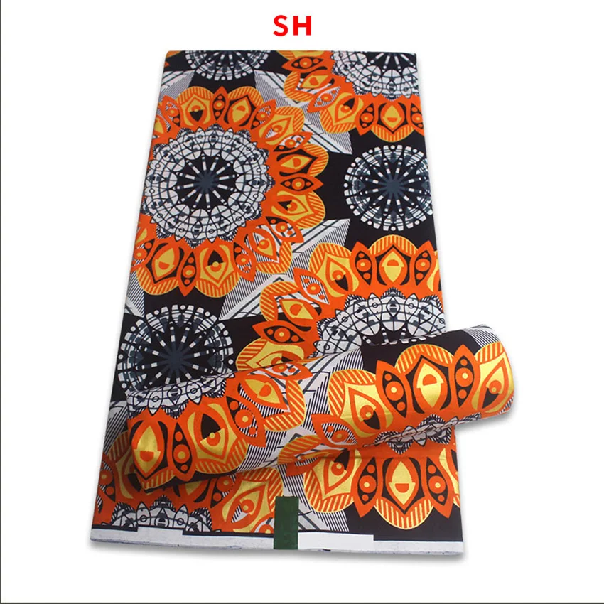 Африканский принт золотой пыли Золотой Hitarget воск большой хлопчатобумажной глазурованной ткани