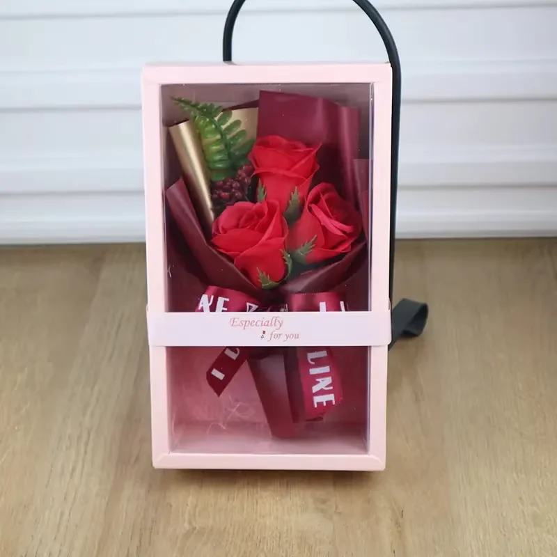 Best Selling Imitation Soap Flower Bouquets Wholesale Artificial Flowers Red Eternal Long Lasting Soap Roses Gift Box