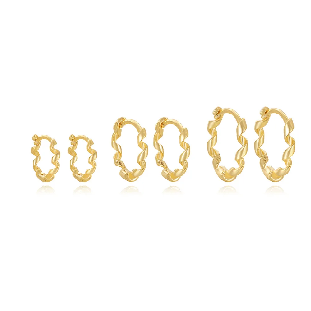 Hot selling new INS earrings S925 sterling silver round twisted line ear buckle earrings