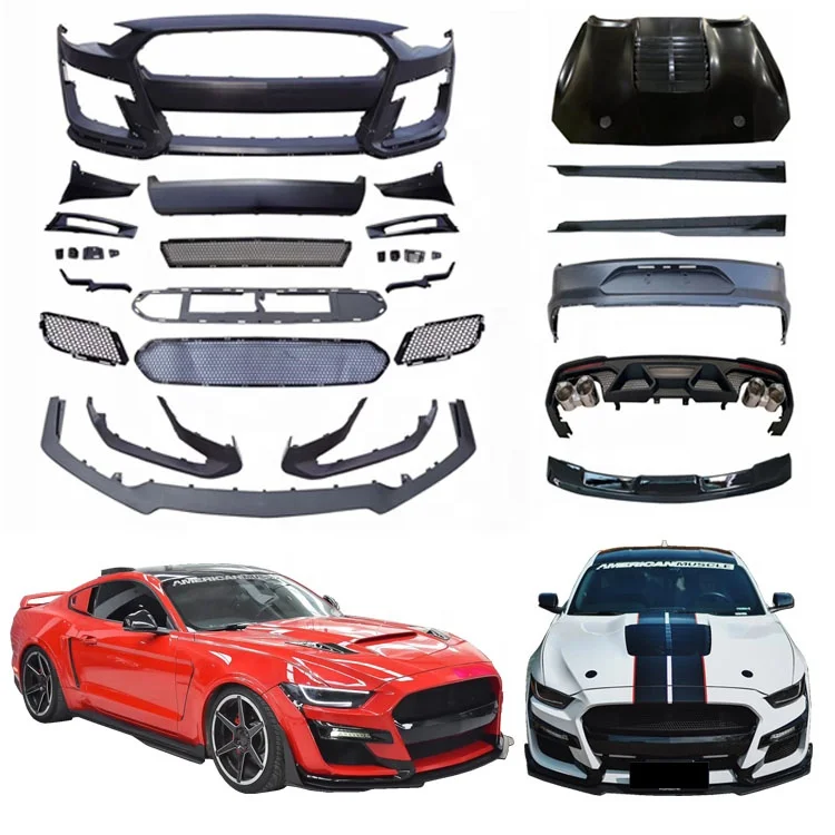 
New Car Front Rear Bumper Aluminum Hood Spoiler Side Skit And Grille Car Body Kit For Ford Mustang GT500 2018 2019 2020 