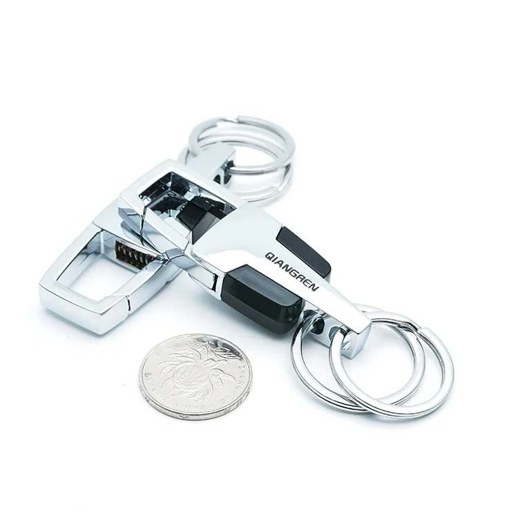 Wholesale Custom Made Classic Style Men Male Metal Auto Car Keyring Genuine Leather Keychain