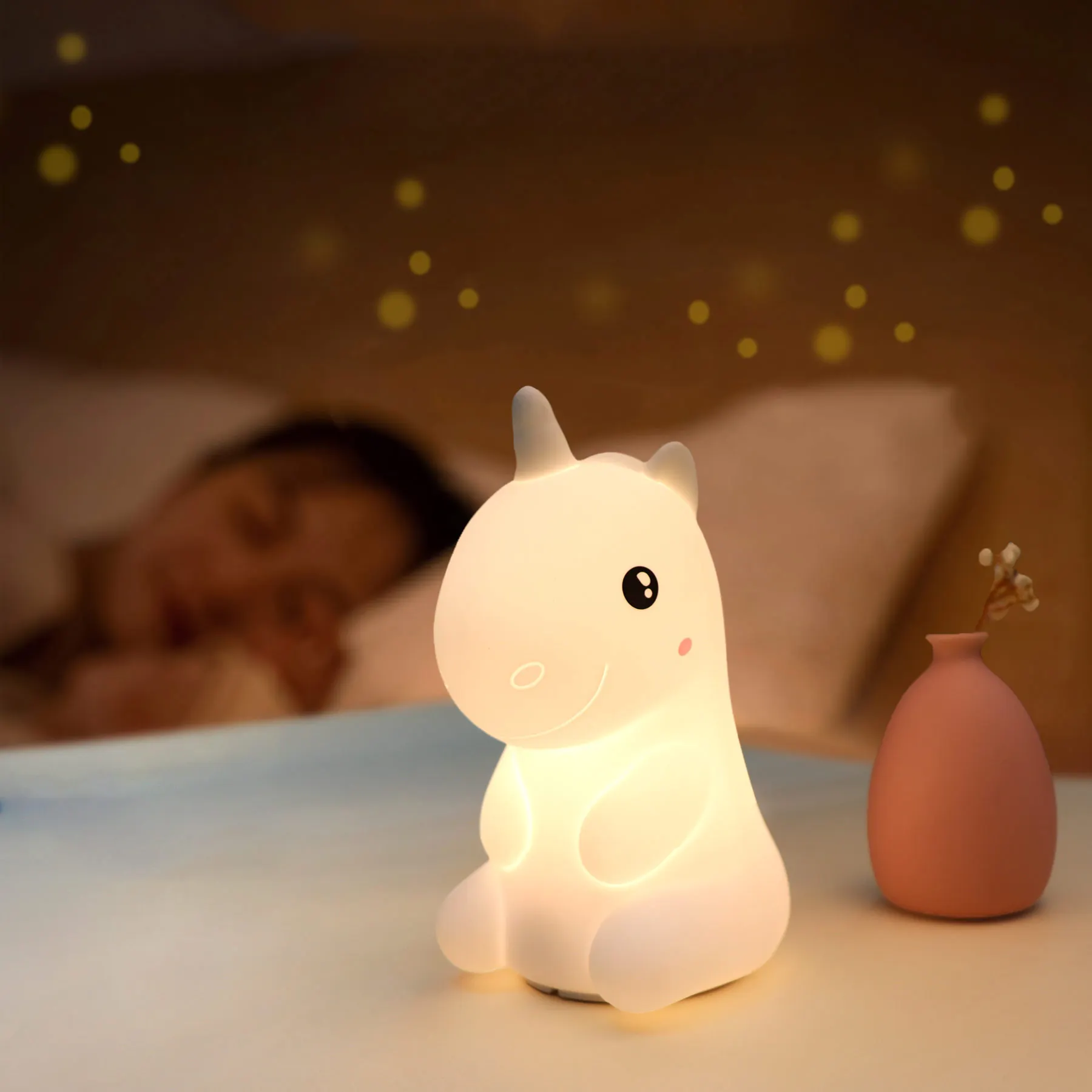 Custom Creative Gift Portable Animal Toy Usb Touch Sensor Led Pat Night Light Soft Silicone Lamp