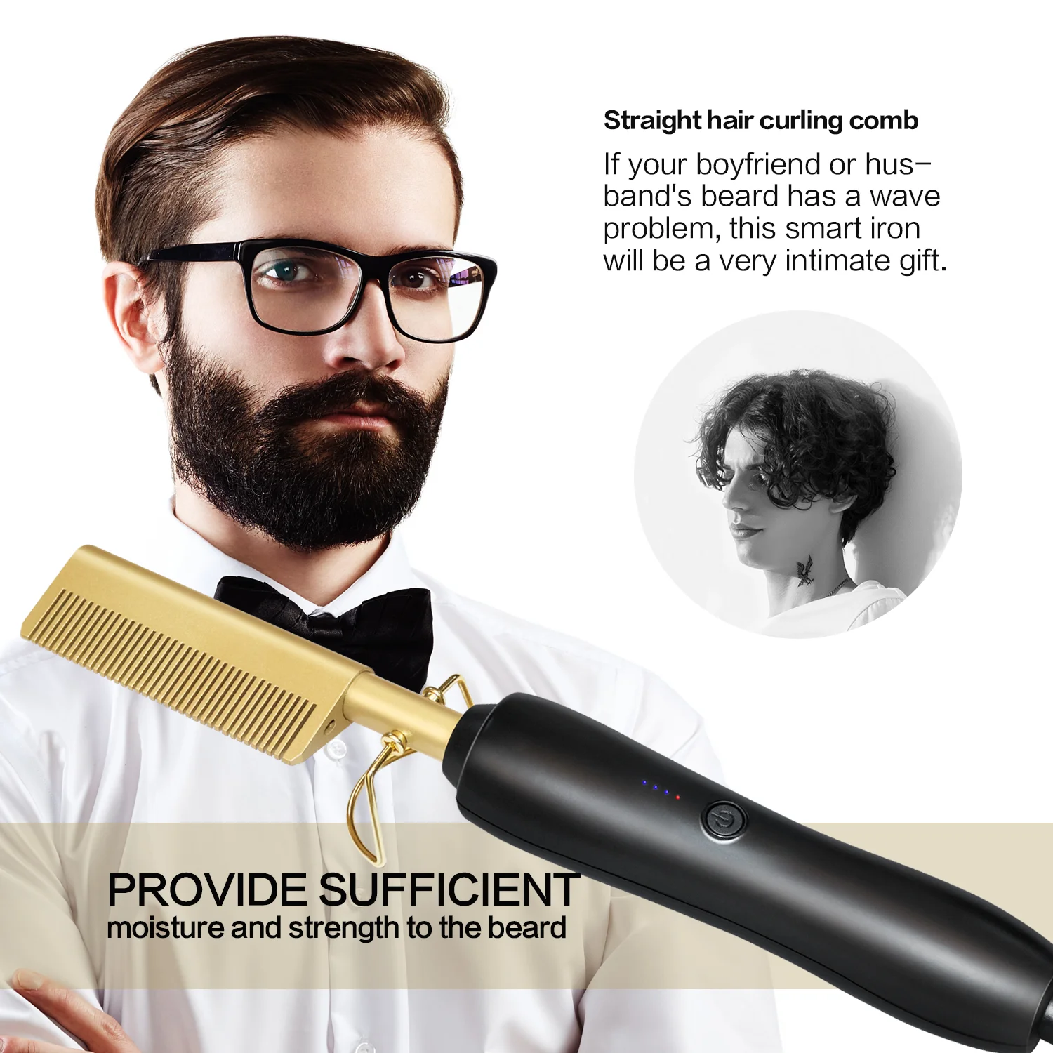 Hot Comb Hair Straightener Flat iron Electric Heating Comb Portable Travel Anti Scald Beard Straightener Press Comb Curling