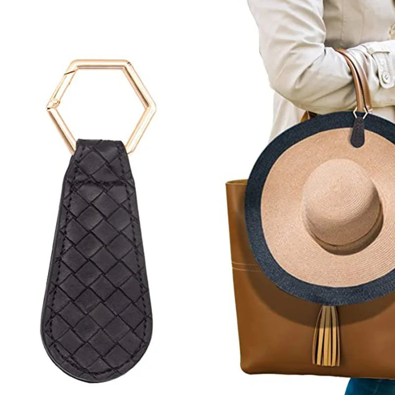 Magnetic Hat Clip Custom Hand Free Pu Leather Keychain Magnetic Sun Hat Clip Hand On Bag Backpack Luggage Travel Accessory