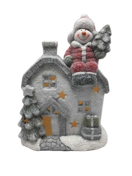 2020 Christmas santa claus laterite ceramic village houses to paint home decoration with gold powder