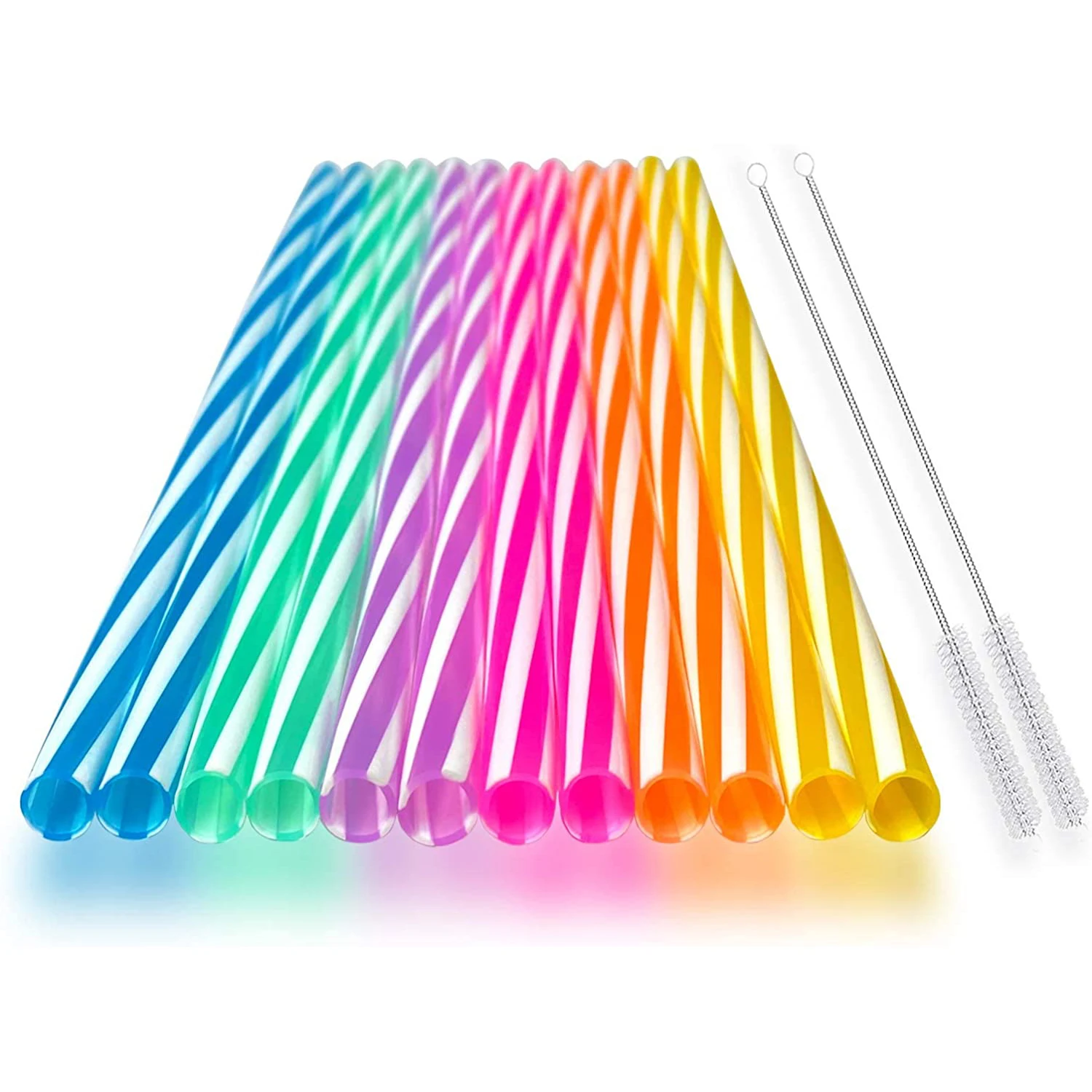 12 pieces Eco Friendly Silicone Straws with 2 cleaning Brushes Reusable Silicone Drinking Straws for 20oz Tumblers Yeti Ozark
