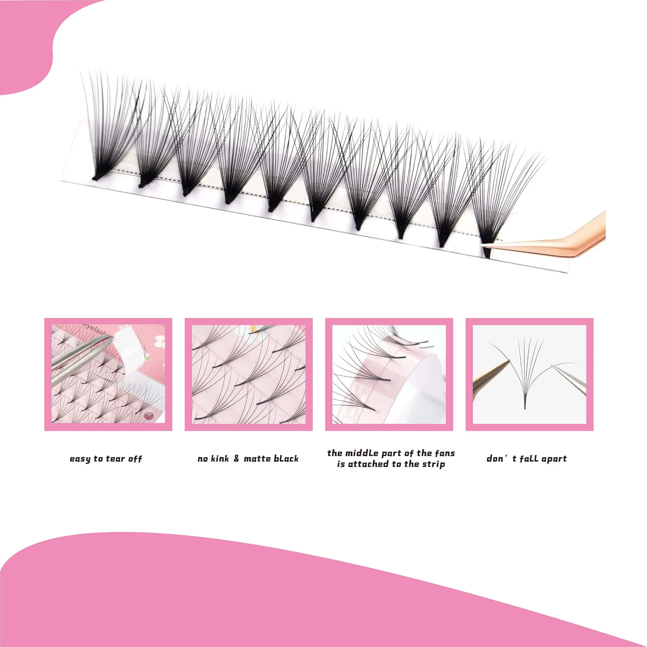 Short Stem Premade Volume Eyelash Extensions 0.07 0.10 Volume Lash Extensions C D Curl 15-20mm Length Pro Made Lash Fans