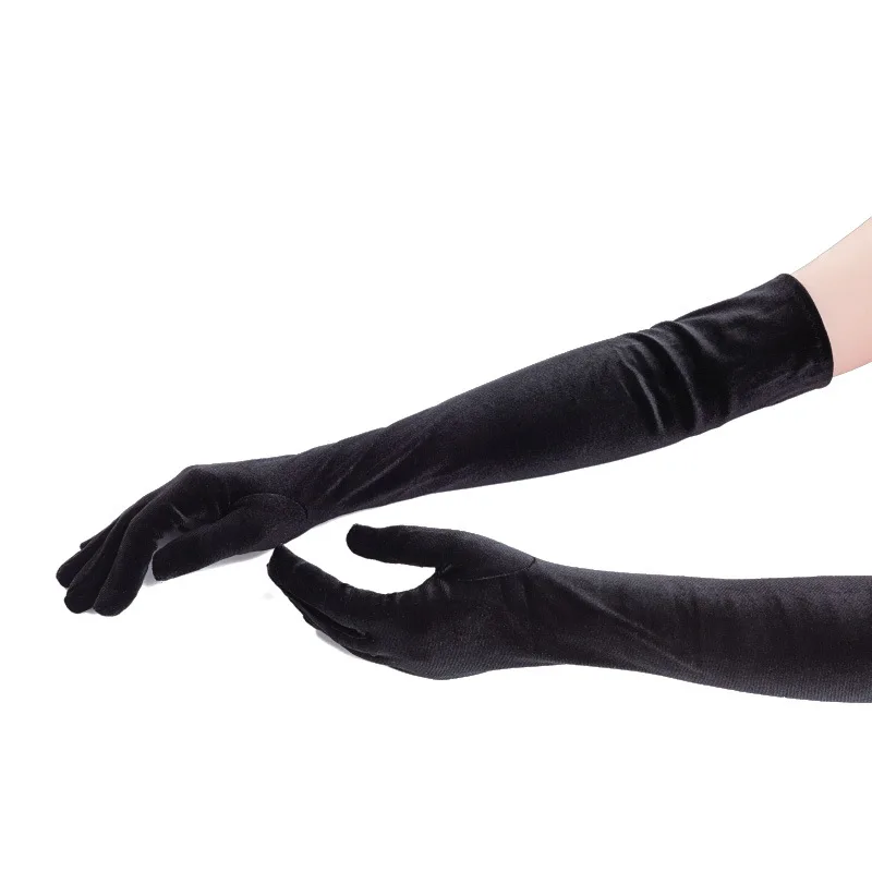 Golden velvet etiquette gloves golden velvet evening dress long gloves golden velvet warm long gloves