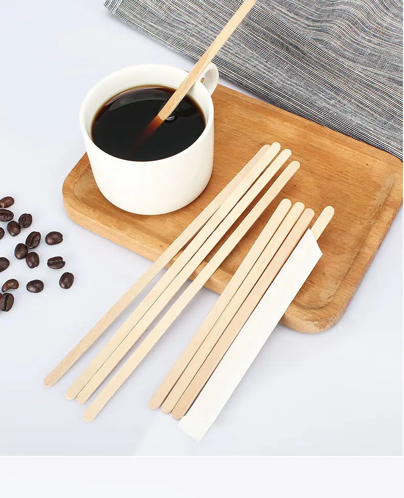 Coffee Stirrers Disposable Wooden Coffee Stir Sticks - Biodegradable Eco-Friendly Round-End  Wooden Stir Sticks