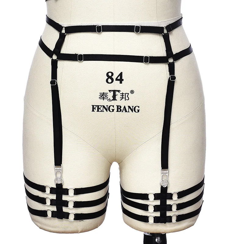 Sexy  Belt Leg Round cage Belt With Garter Eyelash Leg Harness Thigh Garters  P0245