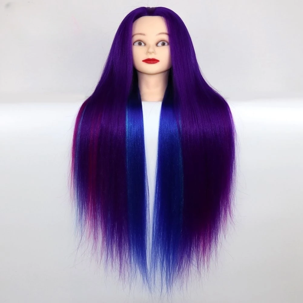 Factory Wholesale Afro Silky Straight Training Manikin with Hair Synthetic Doll Rainbow Training Mannequin Head