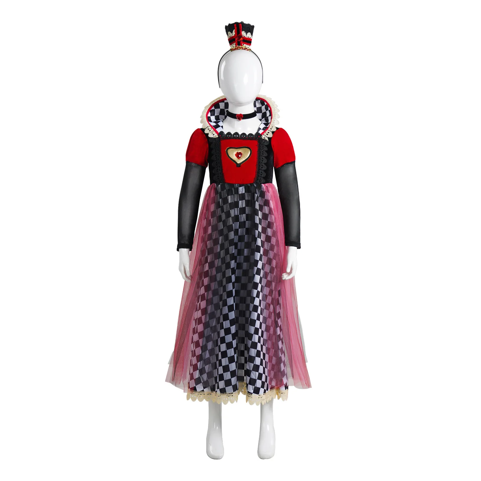 HIPPO KIDS Black and Red Hearts Queen Costumes Cosplay Movie Costume Kids & Adult Villain Halloween Costumes