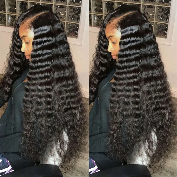 
Mink Brazilian Hair Vendor Alisa Gluless Deep Wave Lace Frontal Wig 99J Burgundy Wig with Baby Hair 