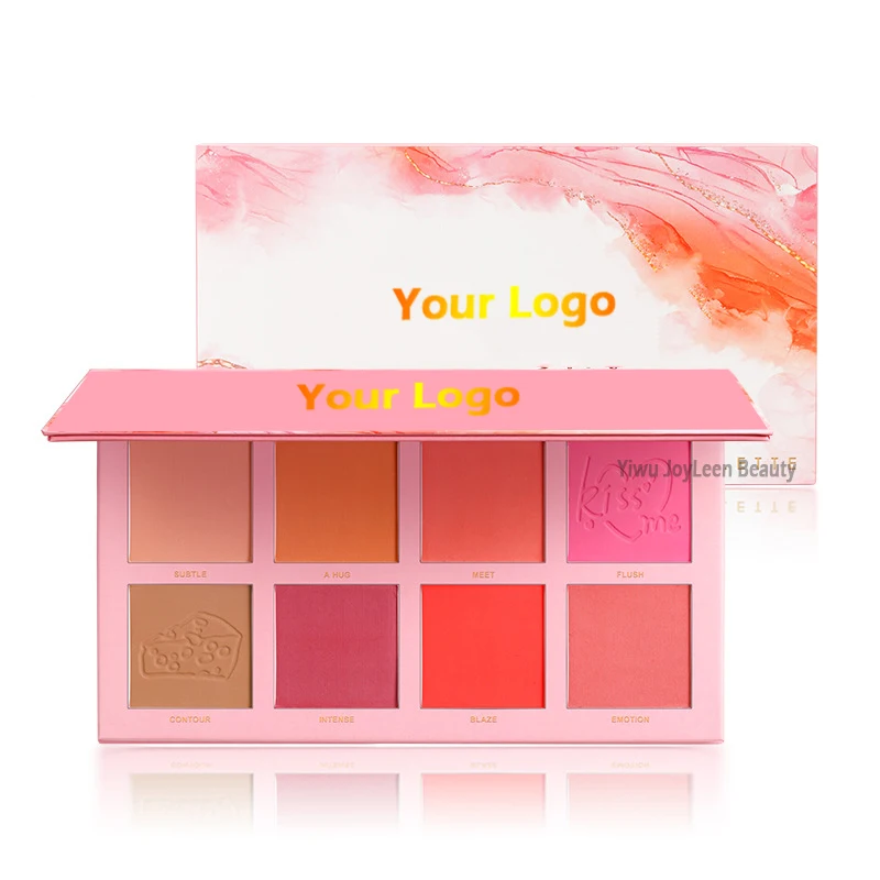 Custom Logo 8 Colors Blush Palette Peach Red Rouge Lasting Natural Contour Eyeshadow Palette Blusher Cosmetic Face Makeup