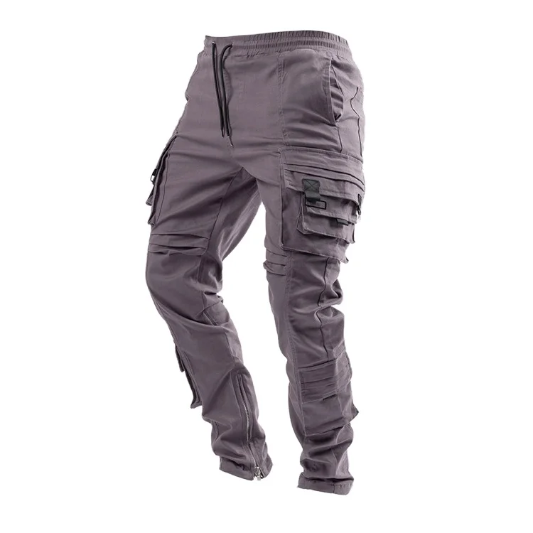 Custom OEM Manufacturer Vintage Multiple Pockets Drawstring Streetwear Slim Fit Mens Long parachute Cargo Pant for men Trousers