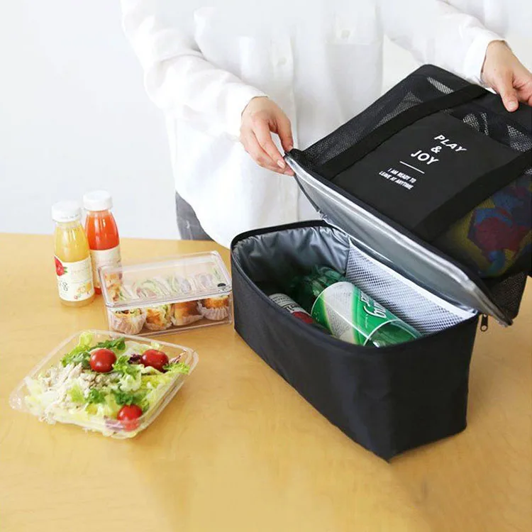 2 слоя большой емкости сетки алюминиевой фольги утепленная пляжные охлаждающая сумка