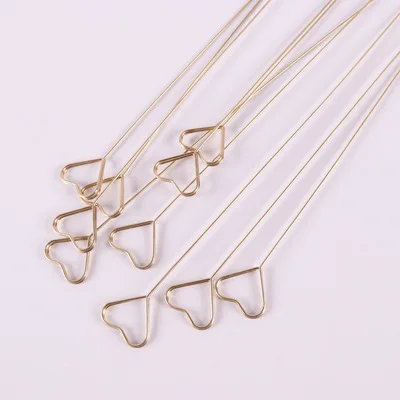 Gold Card Holder Inserting Rod DIY Metal Postcard Clips Party Decorative Korean Style Heart Gilded Flowers Packing Parts