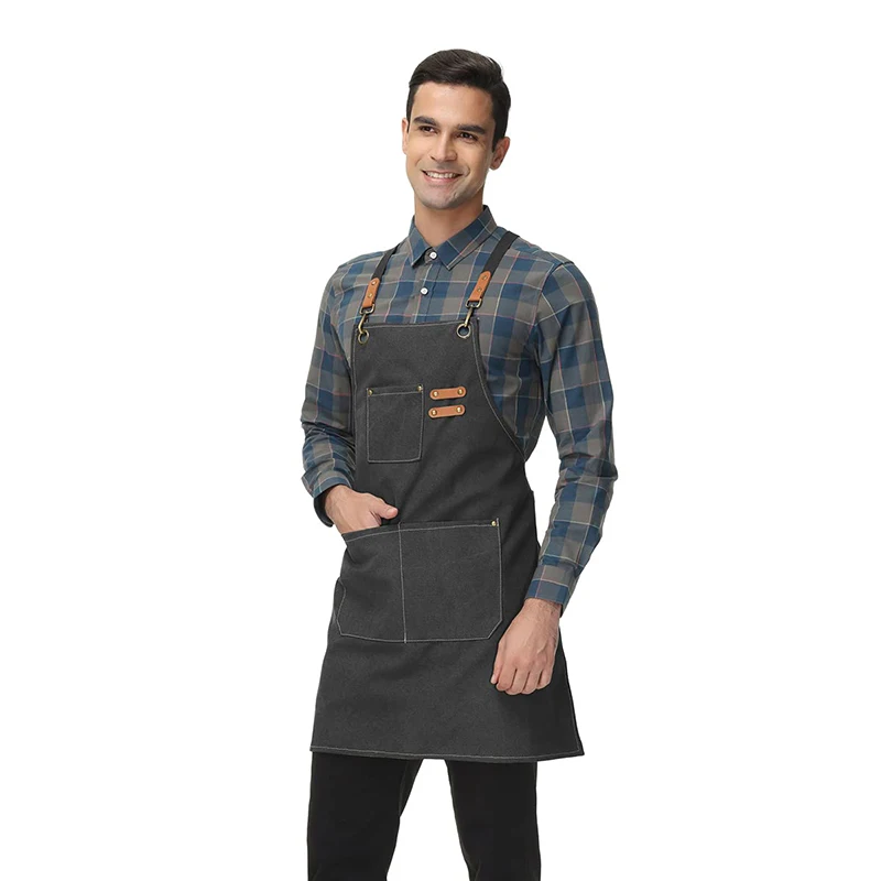 High-quality wear-resistant Aprons Men Women Canvas Apron Kitchen Hairstylist Bbq Woodworking Welding Carpenter Work Aprons