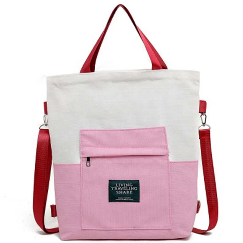 with logo hot selling canvas tote shoulder bag inner pocket