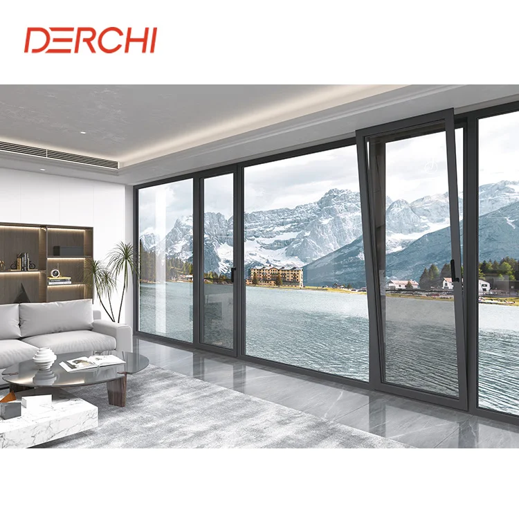 DERCHI NFRC thermal break double glaze energy efficient aluminum casement windows for house villa tilt and turn window