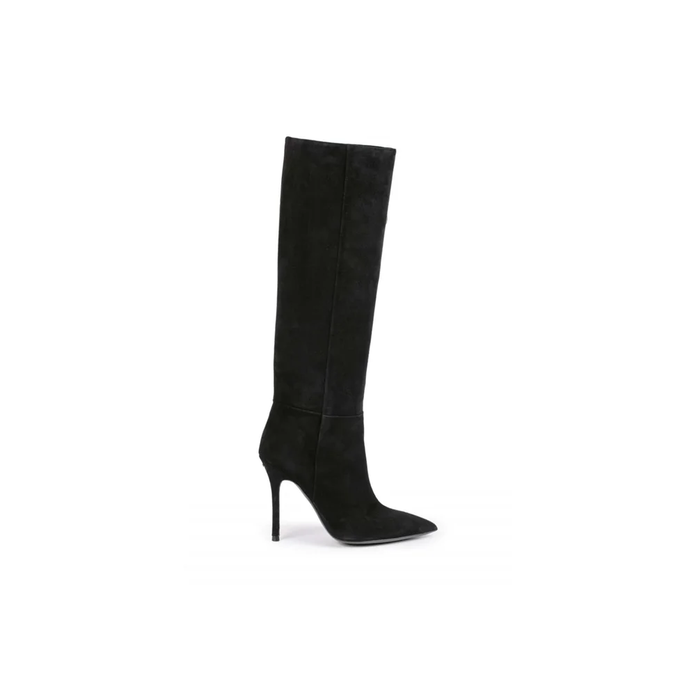 Italian High Quality Black High Knee Boots Fashionable Ladies Shoes For All Season Made In Italy