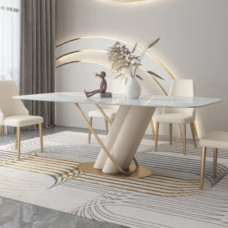 High quality Italian style home small apartment luxury nordic dining family with 6 chairs banquet table set
