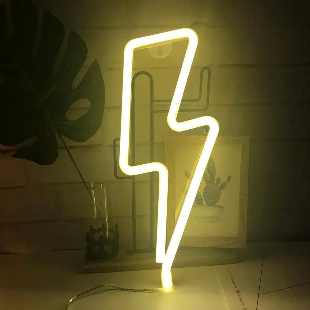 
Led Neon Lights Signs Lightning Bolt With Usb For Bar Recreational Wedding Party 
