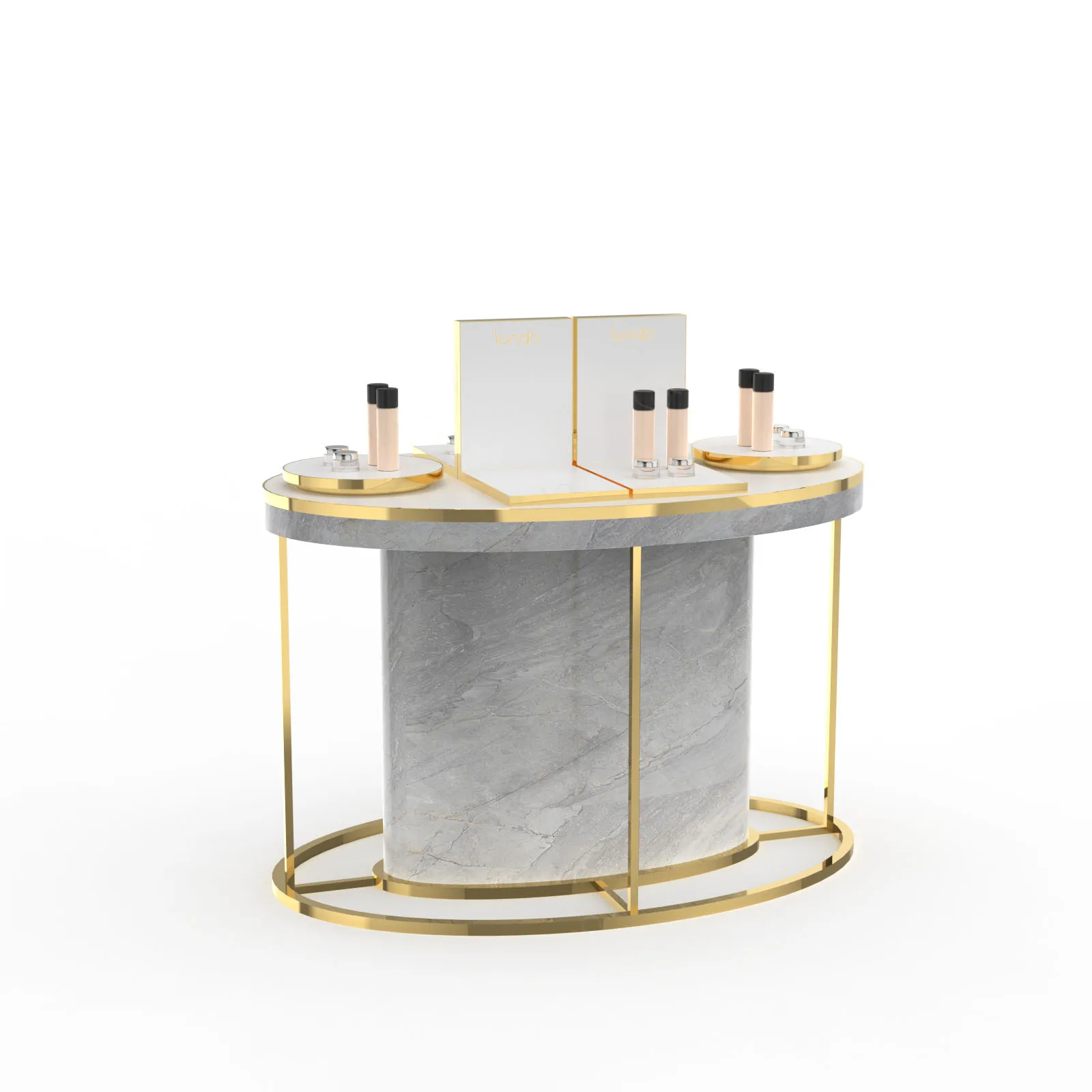 SUNDO wholesale price Beauty showcase shop furniture supply rose gold cosmetic display cabinet Wooden cabinet for perfume