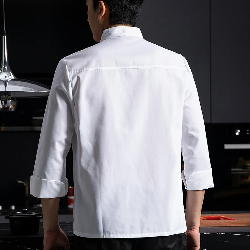 Cotton Chef Jacket Mao Mechanic Uniform Work Shirt Chef Coat Pattern Pictures Kitchen Cooking Waterproof Happy Chefs Uniforms