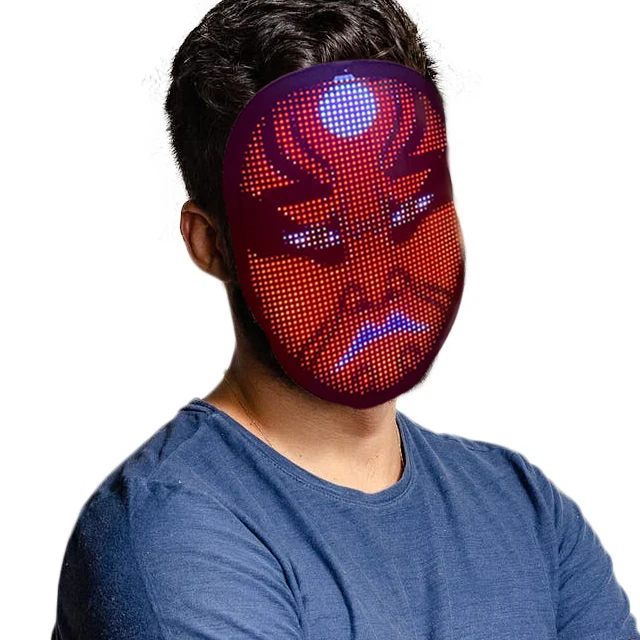 Programmable Rechargeable Led Mask APP Popular Music Party Led Face Mask Halloween Scary Luminous Light Mask For Masquerade