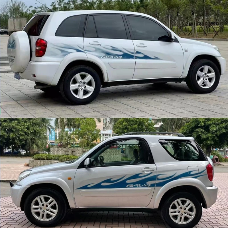 Car Both Side Skirt vinyl Wrap Racing Stripes 5 door blue decals car body sticker For Toyota RAV4 2005