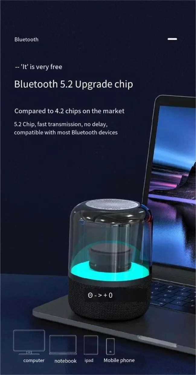 AOOLIF whosale price high quality colorful glass lighting subwoofer speaker bluetooth with JBL speaker