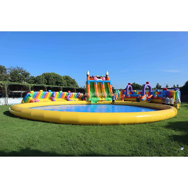 Large jump house bouncer water play equipment park 24 foot inflatable water slide for adults