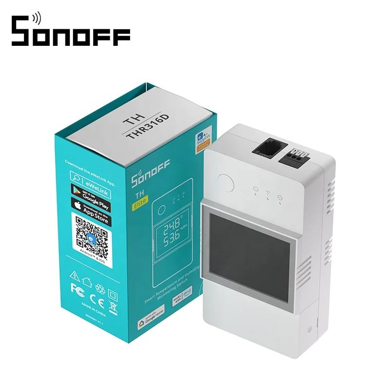 Смарт-выключатель SONOFF TH Elite TH16A, Wi-Fi, с пультом ДУ
