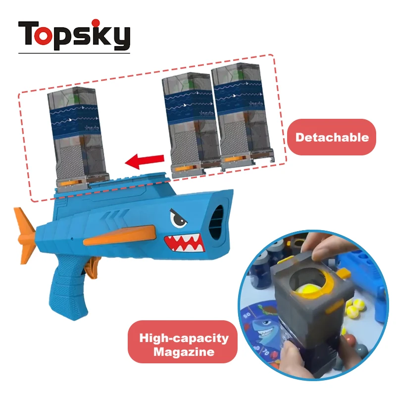 New Arrival Cartoon Shark Animal Assault Catapult Gun Soft Bullet Gun Toy With Sticky Cloth And Sticky Ball Toys for Kids