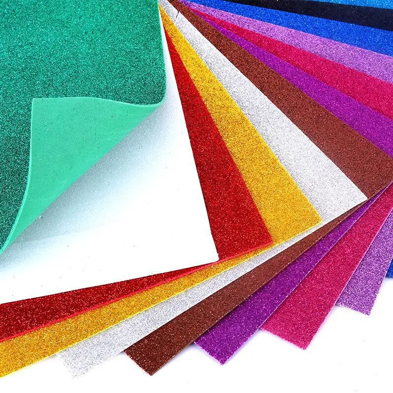 
2mm Self Adhesive Silver Color Glitter EVA Foam Paper Sheets Eva kids craft for craft Projects 