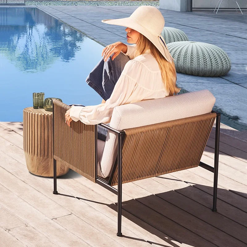 Durable outdoor furniture rattan rope sofa 535