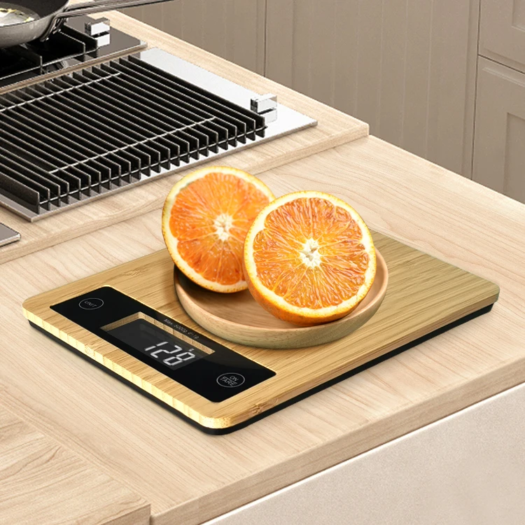 5kg 22lb Electronic Food Weighting Scales Wood Color Digital Vintage Kitchen Bamboo Weight Scale