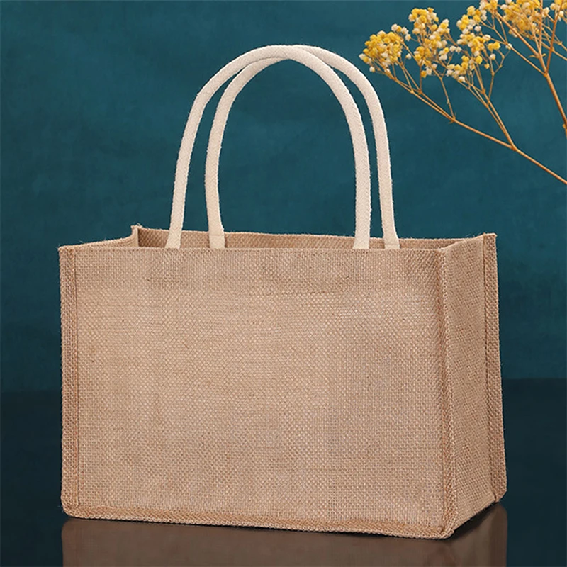 Diy environmental  shopping bag storage linen large capacity jute bag