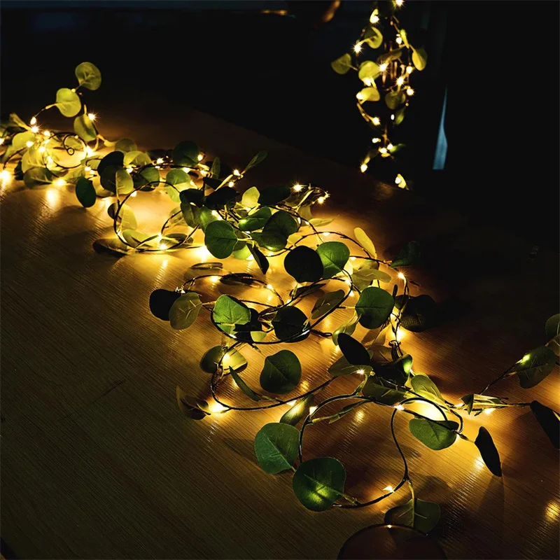 Lighted Artificial Eucalyptus Garland LED Greenery Faux Vine String Lights for Wedding Party Backdrop Arch Home Wall Decorations