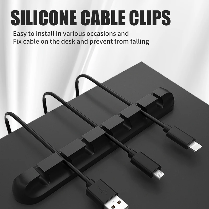 Silicone Cable Organizer USB Data Cable Winder Flexible Cable Management Cord Clips For Mouse Headphone Earphone Car Wire Holder