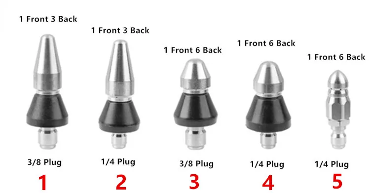 Bullet Head Pipe Drain Cleaning Pipe Dredging Cleaning Nozzle 1/4'3/8' Quick Sewer High-pressure Nozzle Drain Cleaning Tool