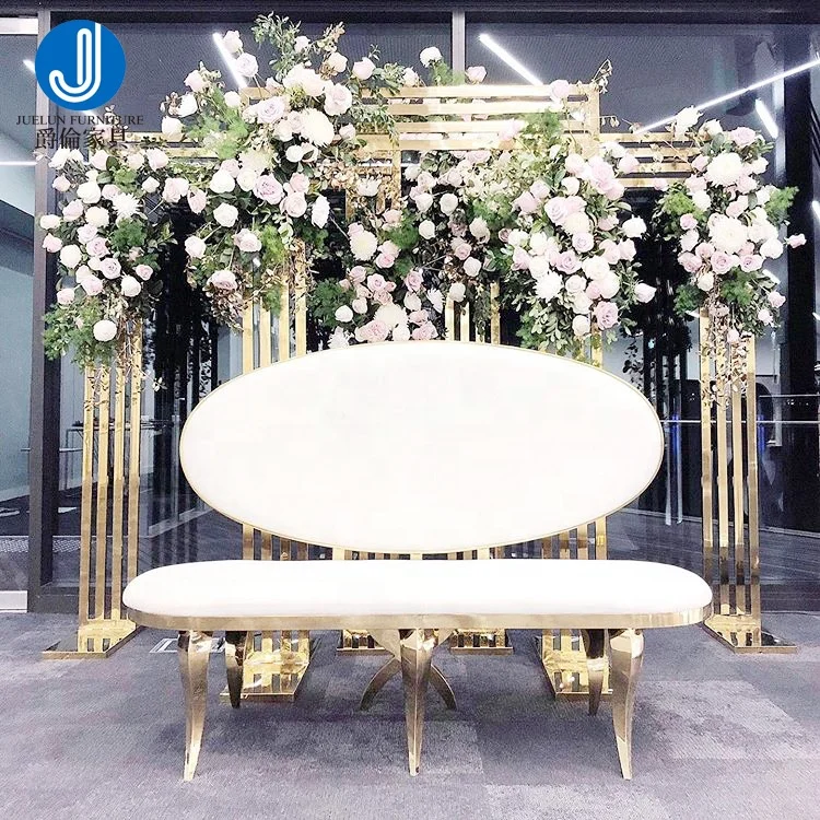 Event lounge furniture wedding sofa bride and groom modern sofa with stainless steel