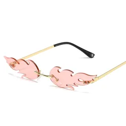 Новый стиль, персонализированные Солнцезащитные очки без оправы с обрезанными краями, огненные цветные солнцезащитные очки для вечеринки в океане