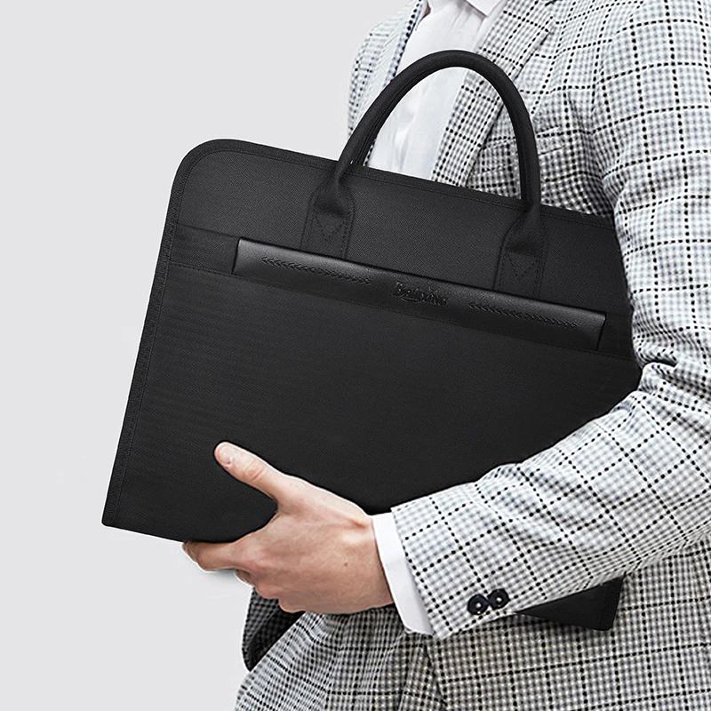 New Design B-2501 Large-Capacity Expending Black Business Briefcase PU Leather Office 15 Inches Laptop Bag For Men